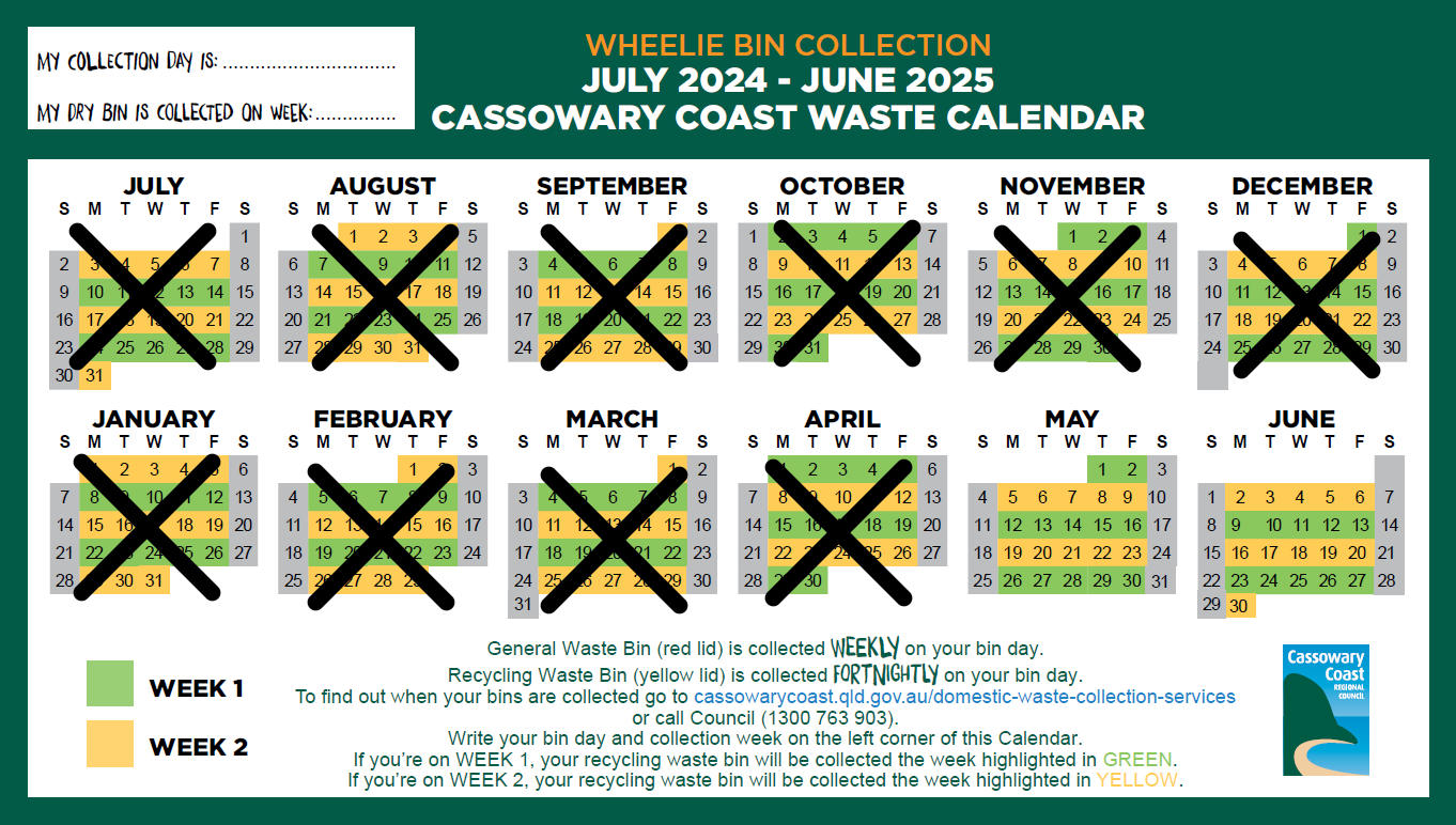 Waste Calendar days of the week