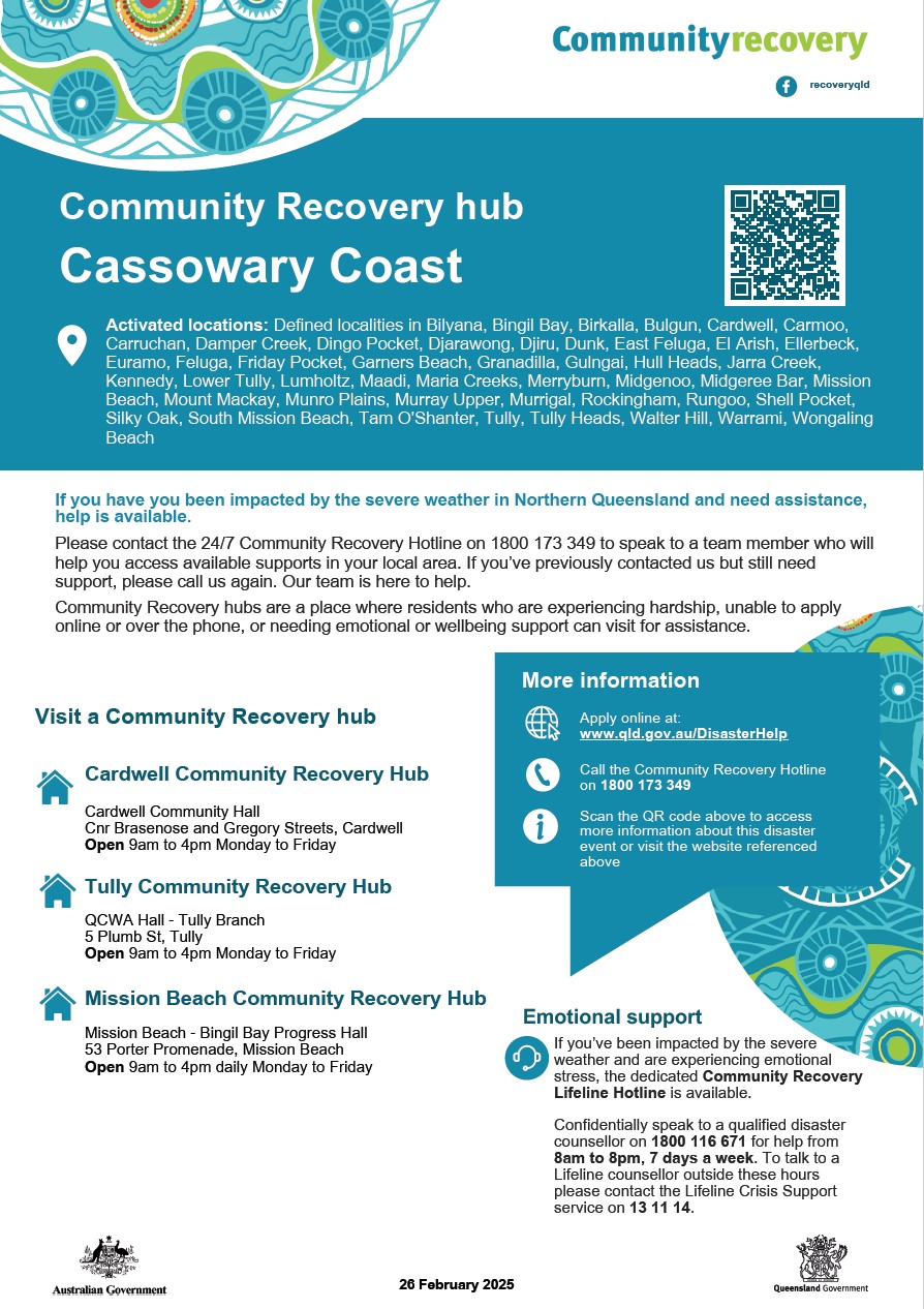 Community flood recovery hubs poster