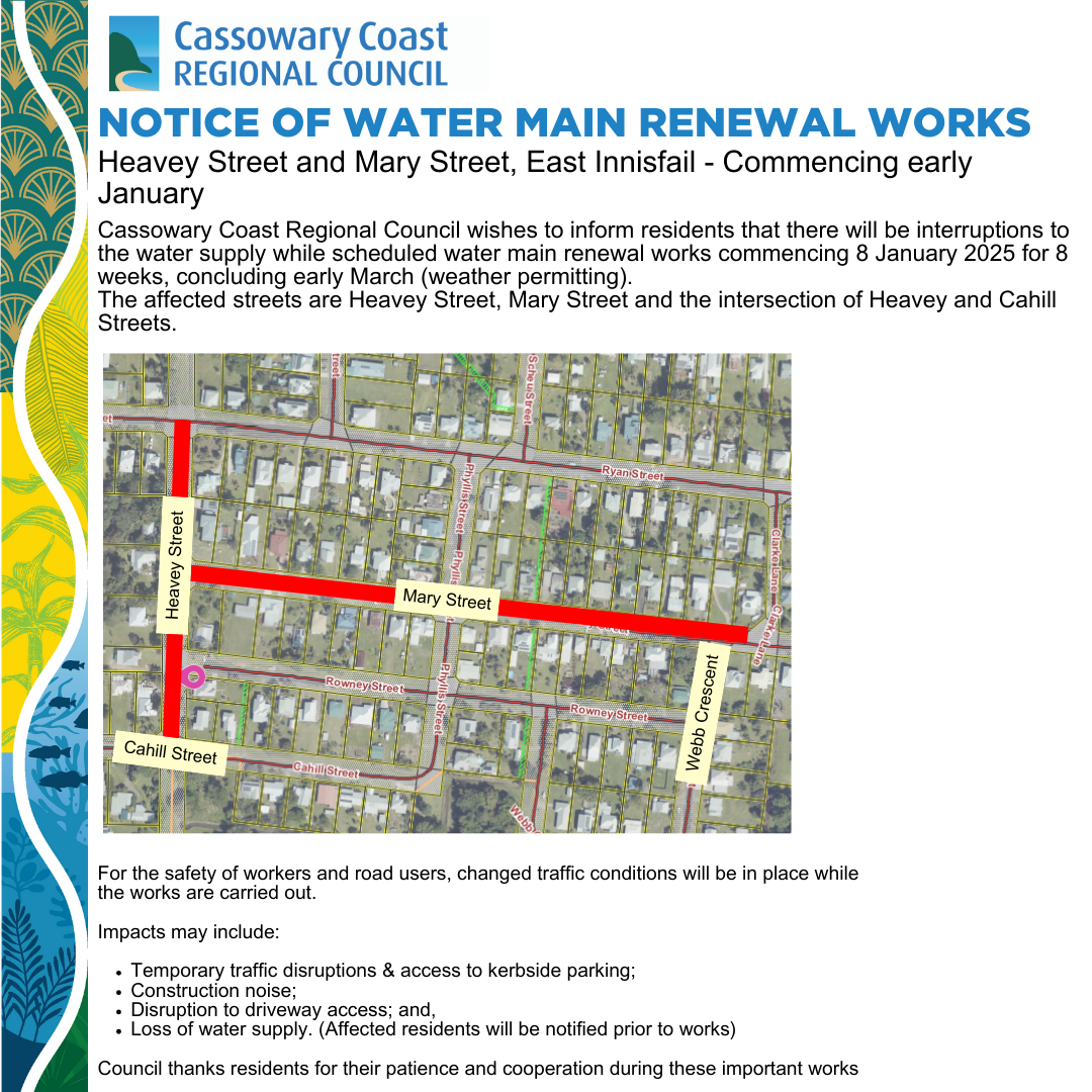 Water main works east innisfail