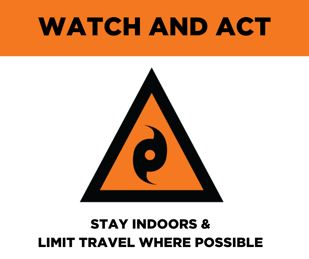 Watch and act stay indoors and limit travel